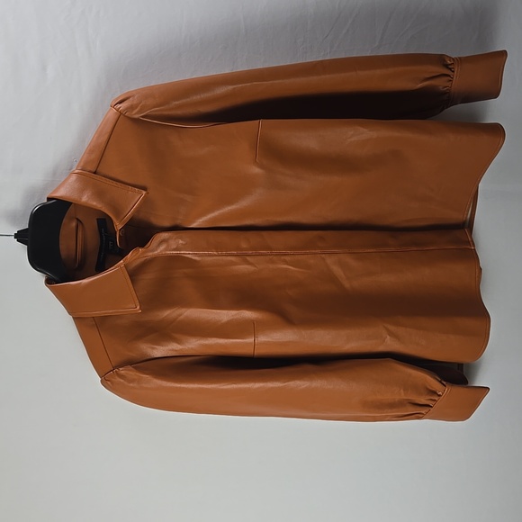 French Connection Tops - French Connection Womens Crolenda Vegan Leather Glazed Ginger Blouce Sz 4 - NWT